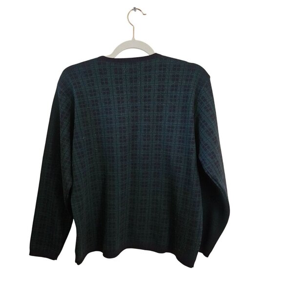 Brooks Brothers Green Navy Plaid Merino Wool Classic Crewneck Sweater Size M - Picture 2 of 4